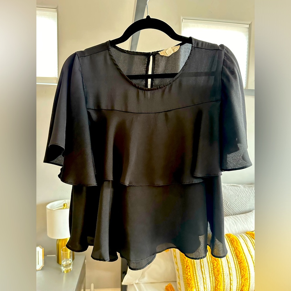 Women’s Black Ruffle Blouse